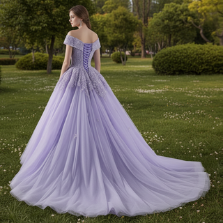 Sparkly Beaded Sequin Wedding Dress Off the Shoulder Formal Gown