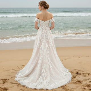 Off the Shoulder Sweetheart A-Line Wedding Dress for Bride