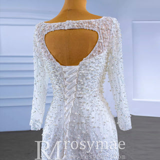 Beading Long Sleeve Wedding Dress with Detachable Skirt