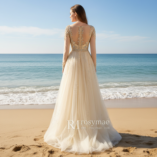 Modest V-neck Mother of The Bride Dresses with Long Sleeves