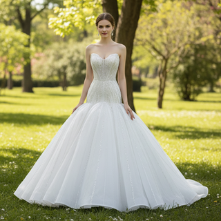 Princess Sparkly Sequins Bridal Trumpet Wedding Dress