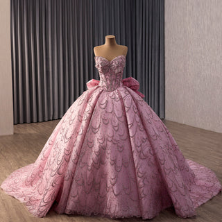 Luxurious Pink Princess Quinceañera Sweet 16 Dress with Crystal Beading