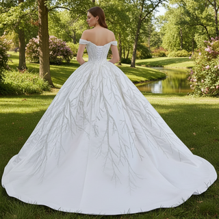 High-end Beading Sequins Puffy Wedding Dress Ball Gown Bridal Gown