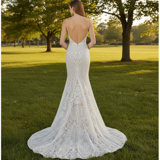 Luxury Plunging Neck Tank Straps Lace Mermaid Wedding Dress