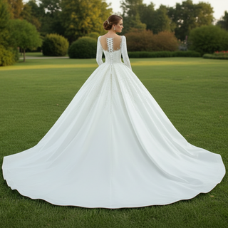 Luxury-Satin-Long-Sleeve-Pearls-Bridal-Wedding-Gowns