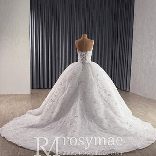 High-end Ball Gown Luxury Sparkly Wedding Dresses with Pearls