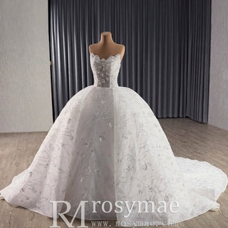 High-end Ball Gown Luxury Sparkly Wedding Dresses with Pearls
