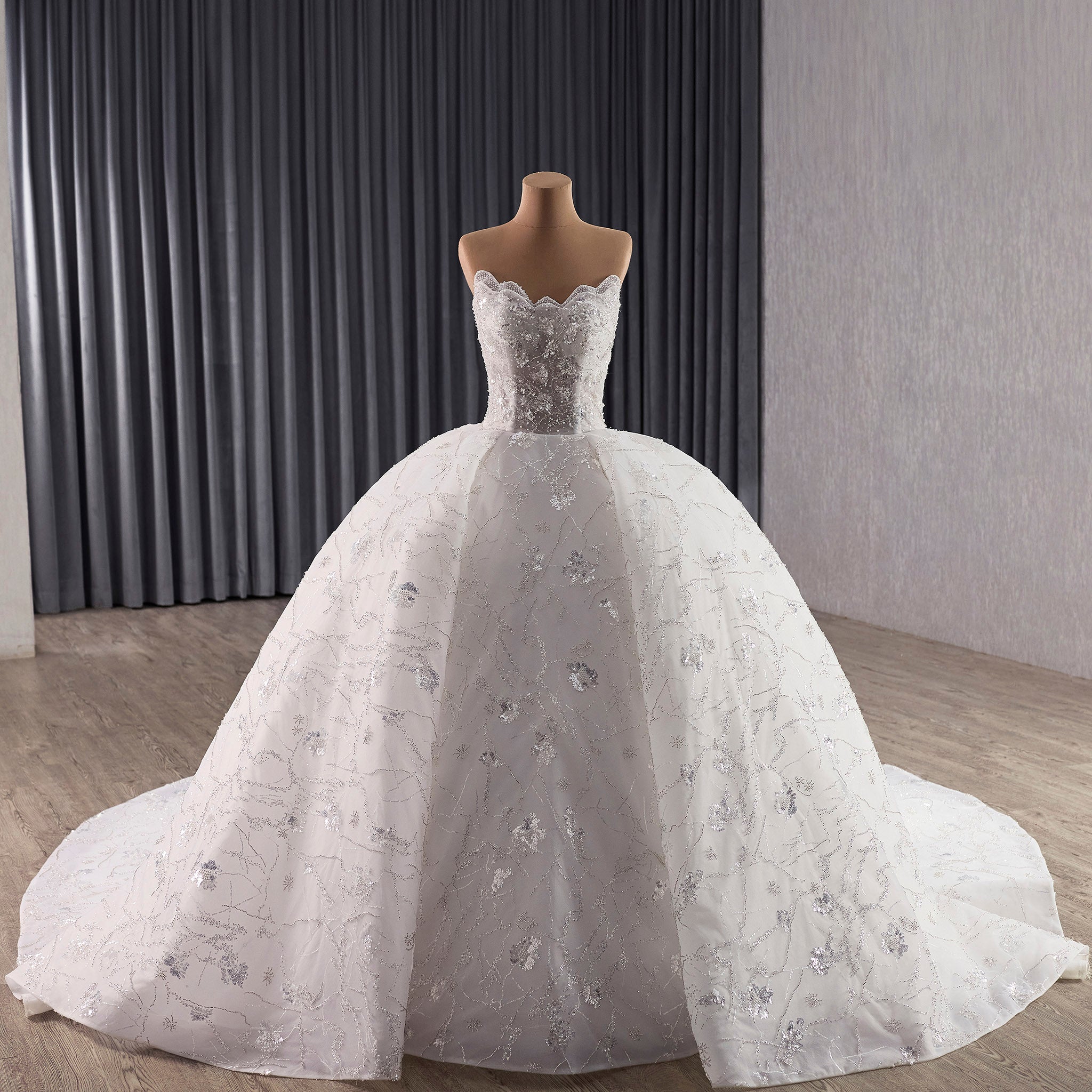 High-end Ball Gown Luxury Sparkly Wedding Dresses with Pearls White / 0 High-end Ball Gown Luxury Sparkly Wedding Dresses with Pearls White / 0