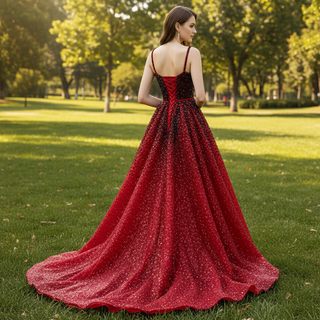 Mermaid Beaded with Removable Overskirt Prom Dress Spaghetti Strap Pageant Dress