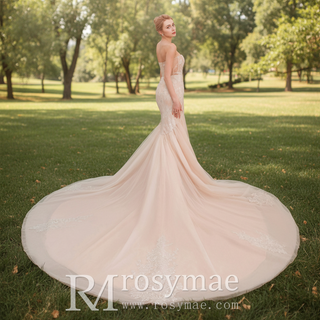 Mermaid Boho Wedding Dress Strapless Bridal Wedding Gown