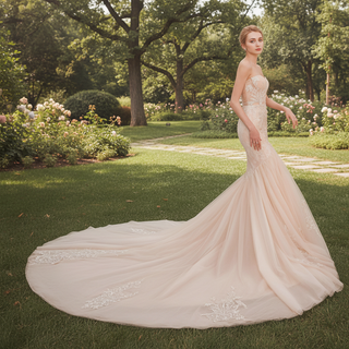 Mermaid Boho Wedding Dress Strapless Bridal Wedding Gown