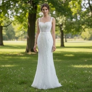 Mermaid Tulle Appliques Wedding Dress With Detachable Train