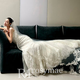 Mermaid Lace Wedding Dress with Long Sleeve Jacket