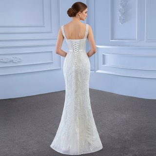 Mermaid Tulle Appliques Wedding Dress With Detachable Train