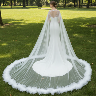 Unique Design Keyhole Satin Mermaid Wedding Dress with Cape