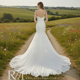 Elegant Spaghetti Straps Mermaid Wedding Gown with Beaded Bodice