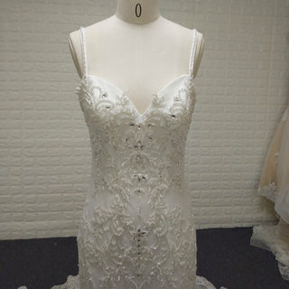 Elegant Spaghetti Straps Mermaid Wedding Gown with Beaded Bodice