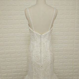 Elegant Spaghetti Straps Mermaid Wedding Gown with Beaded Bodice