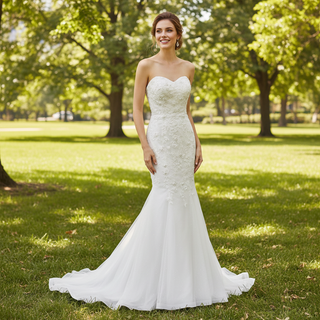 Sweetheart Neckline Strapless Crepe Mermaid Wedding Dresses