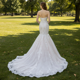 Vintage Mermaid Lace Wedding Dress with High Neck Cape