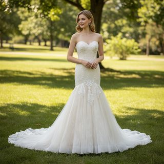 Strapless Sweetheart Neckline Lace Mermaid Wedding Dresses