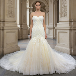 Strapless Sweetheart Neckline Lace Mermaid Wedding Dresses