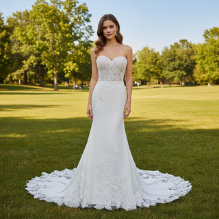 Classic Strapless Mermaid Wedding Dress with Sweetheart Necklines