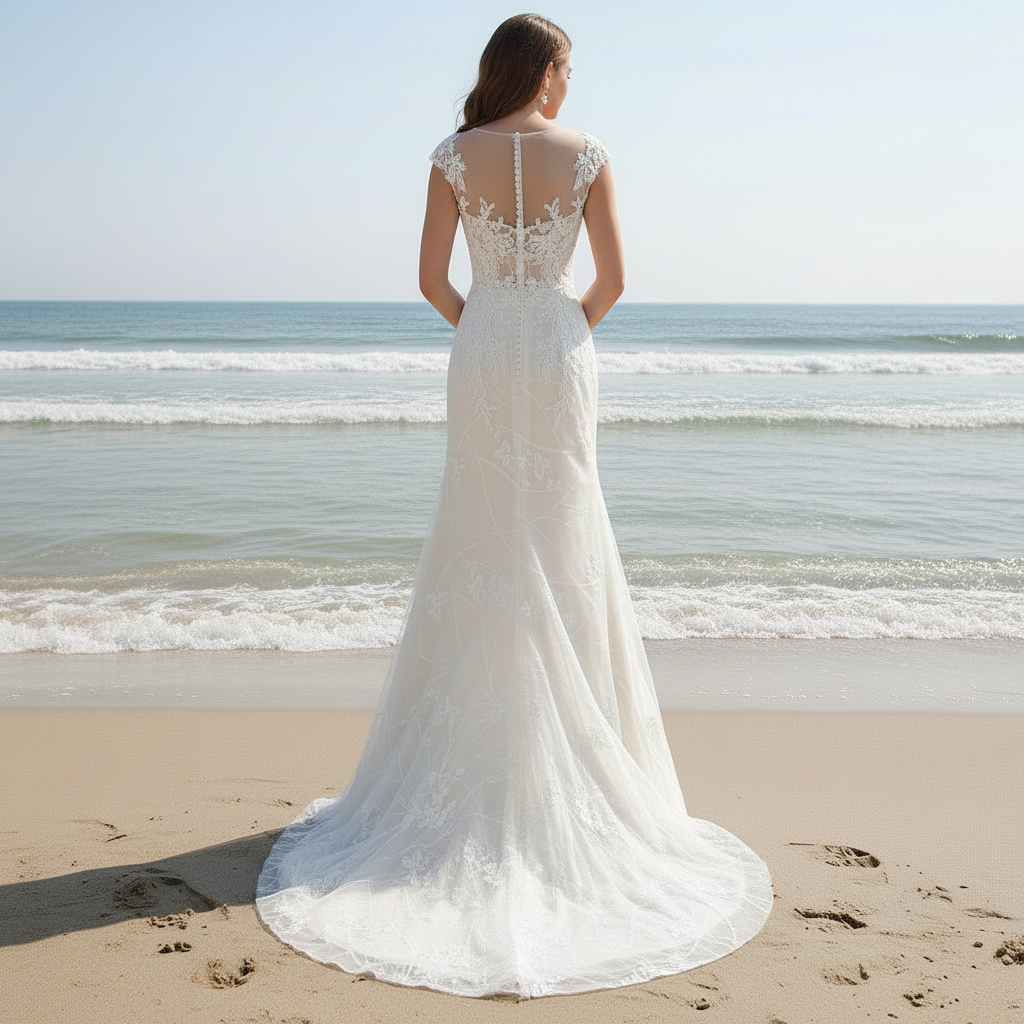 Classy & Elegant Mermaid Wedding Dresses with Capped Sleeve Ivory / 0 Classy & Elegant Mermaid Wedding Dresses with Capped Sleeve Ivory / 0