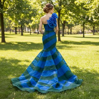 Women One Shoulder Mermaid Trumpet Prom Dress Formal Party Gown