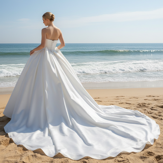 Modest Puffy Ball Gown Boat Neck Wedding Dress with Ruched