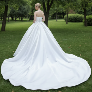 Modest Puffy Ball Gown Boat Neck Wedding Dress with Ruched