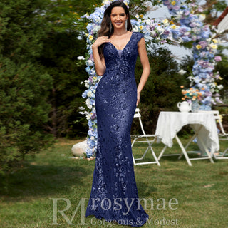 Temperament Slim Formal Evening Dress Mermaid Sequins Prom Dresses