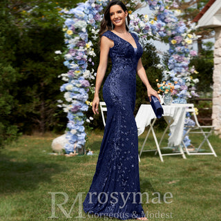 Temperament Slim Formal Evening Dress Mermaid Sequins Prom Dresses