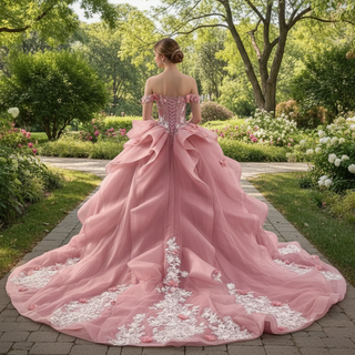 Luxury Off the Shoulder Quinceanera Dress with Cascading Ruffle Skirt
