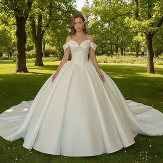 Sweetheart Off the Shoulder Ball Gown Wedding Dress