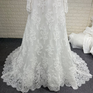 Off-the-Shoulder Lace Wedding Dress with Removable Sleeves and Choker