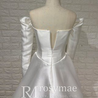 Off the Shoulder Long Sleeve Wedding Dress with Boat-neck