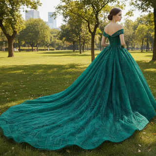 Off The Shoulder Sweetheart Ball Gown Sparky Quinceanera Prom Dresses