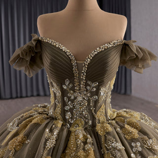 Olive Green Off Shoulder Quinceanera Dress Robes De Soirée Vestidos De 15 Anos