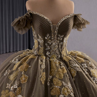 Olive Green Off Shoulder Quinceanera Dress Robes De Soirée Vestidos De 15 Anos