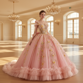 Elegant One Shoulder Puffy Pink Quinceanera Dress For Sweet 15 16 Girls