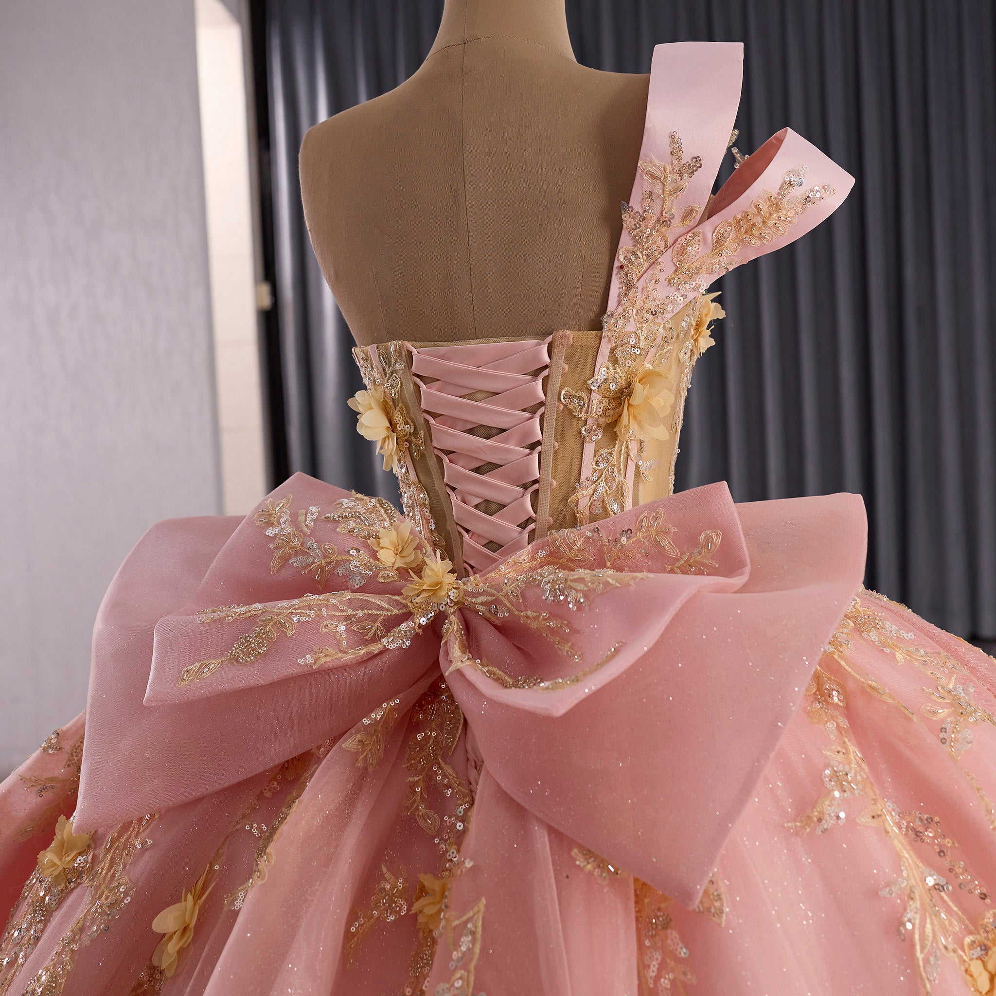 Elegant One Shoulder Puffy Pink Quinceanera Dress For Sweet 15 16 Girls Custom Colors / 12 Elegant One Shoulder Puffy Pink Quinceanera Dress For Sweet 15 16 Girls Custom Colors / 12