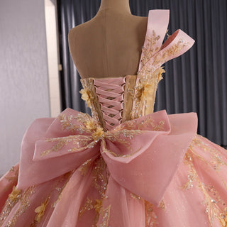 One Shoulder Puffy Pink Quinceanera Dress For Sweet 15 16 Girls