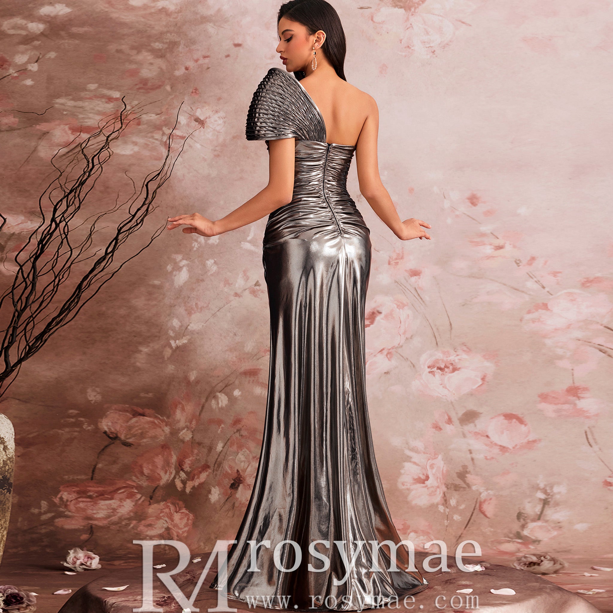 Unique Leg Slit Mermaid Prom Dresses Formal Gown with One Shoulder Gold / 1XL Unique Leg Slit Mermaid Prom Dresses Formal Gown with One Shoulder Gold / 1XL