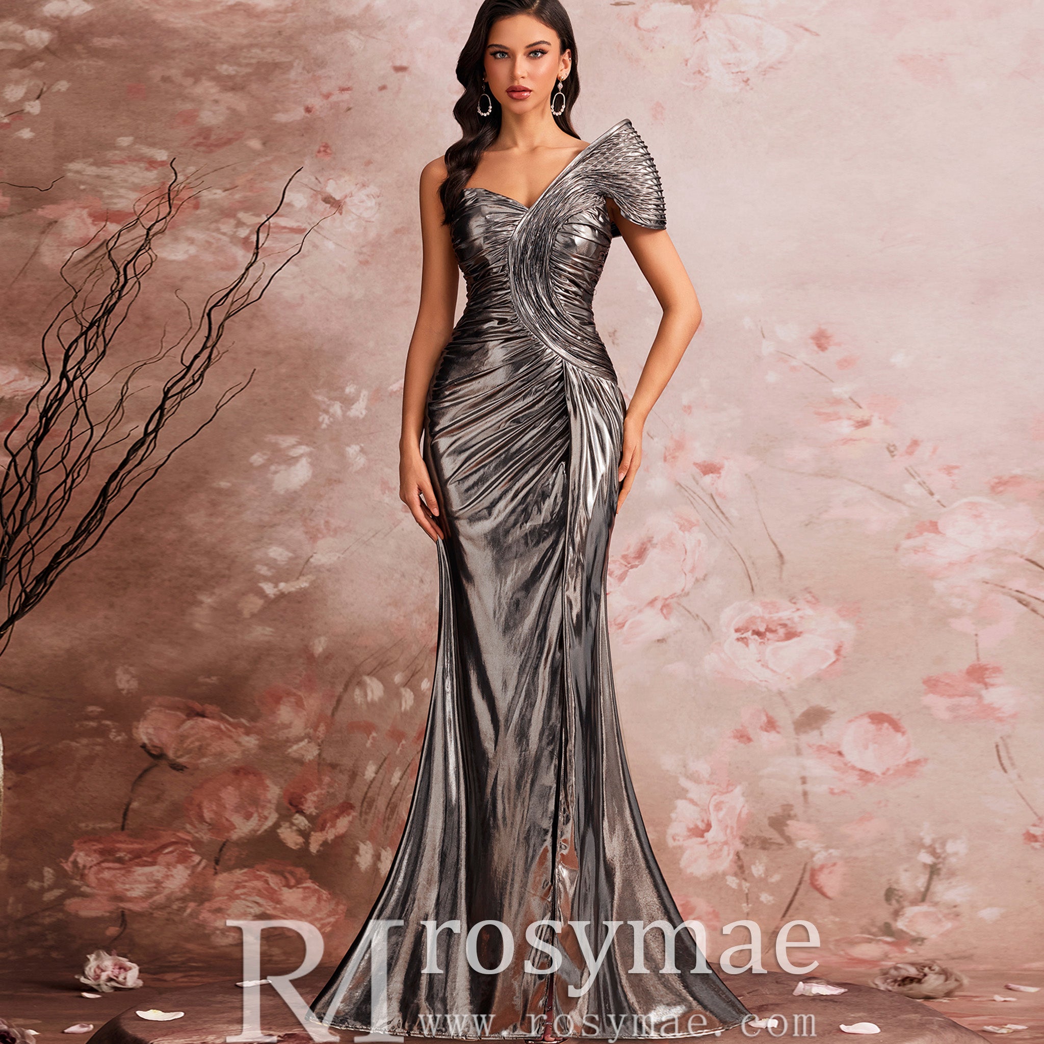 Unique Leg Slit Mermaid Prom Dresses Formal Gown with One Shoulder Rosymae Unique Leg Slit Mermaid Prom Dresses Formal Gown with One Shoulder Rosymae