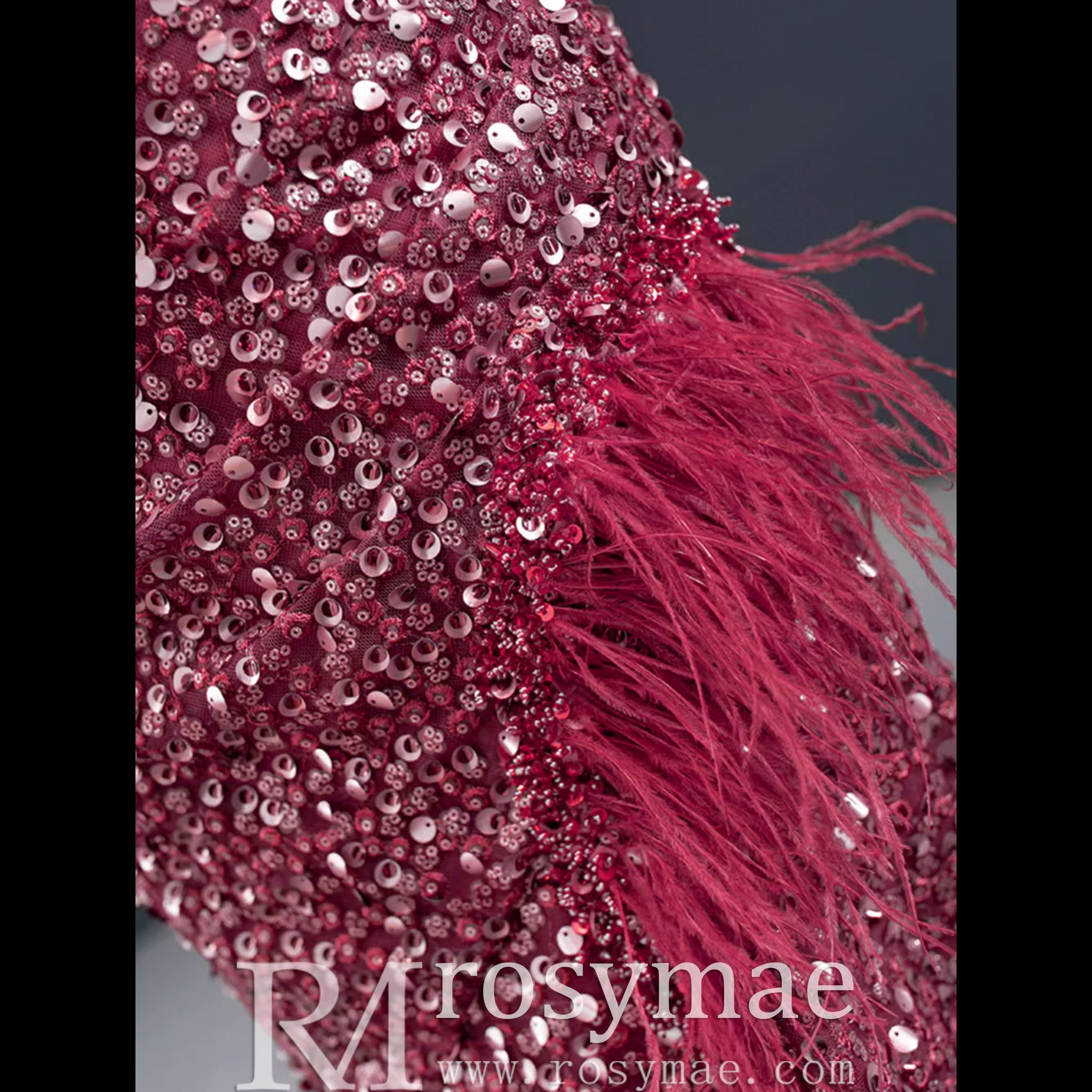Burgundy Mermaid Sequins One Shoulder Long Sleeve Prom Dress Rosymae Burgundy Mermaid Sequins One Shoulder Long Sleeve Prom Dress Rosymae