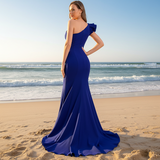 One Shoulder Prom Gowns Single Strap Wedding Guest Dresses
