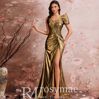 Unique Leg Slit Mermaid Prom Dresses Formal Gown with One Shoulder