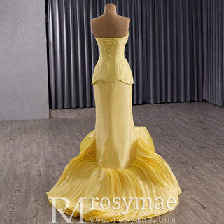 Mermaid Wedding Dress with Dramatic Fabric Rose Base and Structured Corset Bodice