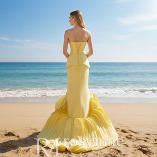 Mermaid Wedding Dress with Dramatic Fabric Rose Base and Structured Corset Bodice
